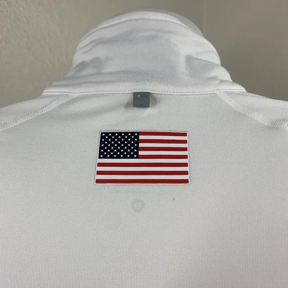 Nike Team USA Element Dri-Fit White Quarter Zip Pullover Sz M Flag Top *flaws